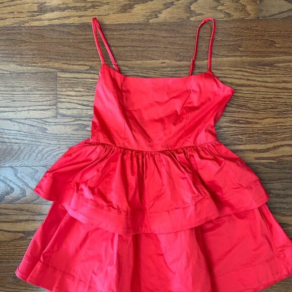 New With Tags Tiered Poplin Ruffle Mini Dress Size Medium Party Flirty Coquette - Picture 6 of 15